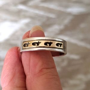 925 SILVER & 14KT YELLOW GOLD MEN'S BAND